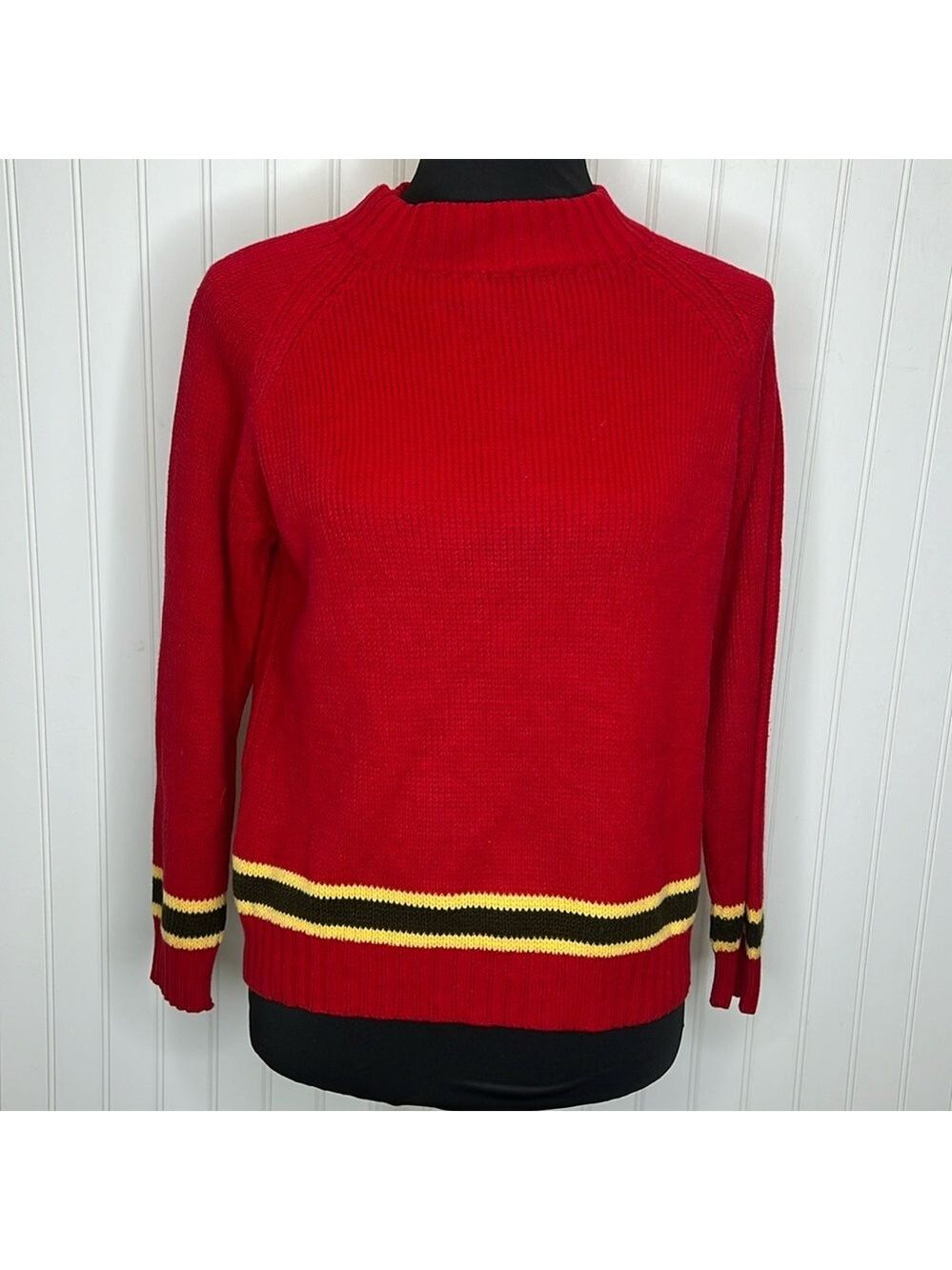 Vintage Red Mock Neck Sweater Size Small